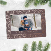 メリークリスマススノーフレークエレガントバラ金ゴールド写真 箔シーズンカード