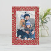 メリークリスマススノーフレークエレガントレッド1写真 シーズンカード (スタンド正面)