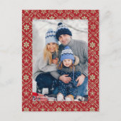 メリークリスマススノーフレークエレガントレッド1写真 シーズンポストカード (正面)