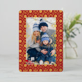 メリークリスマススノーフレークエレガントレッド1写真 箔シーズンカード (立ち正面)