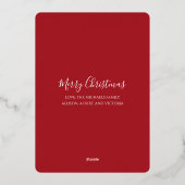 メリークリスマススノーフレークエレガントレッド1写真 箔シーズンカード (裏面)