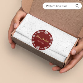 メリークリスマススノーフレークエレガントレッド ラウンドシール