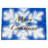 メリークリスマススノーフレークエレガント書道 ラージペーパーバッグ (正面)