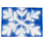 メリークリスマススノーフレークエレガント書道 ラージペーパーバッグ (裏面)