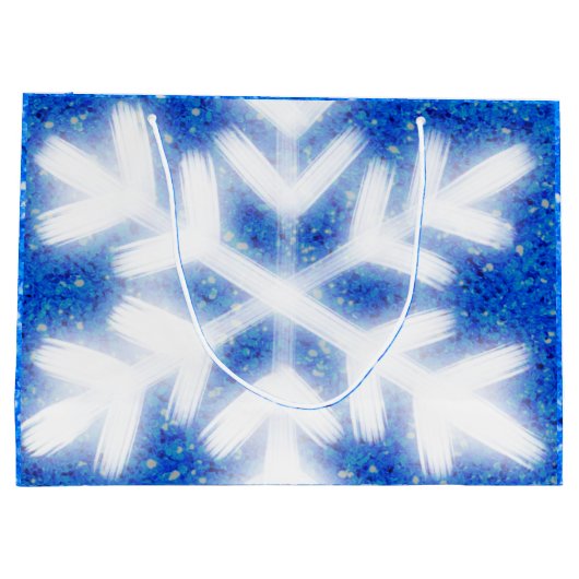 メリークリスマススノーフレークエレガント書道 ラージペーパーバッグ (裏面)