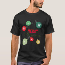 メリークリスマススノーフレークオーナメントブラックTシャツ