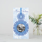 メリークリスマススノーフレークオーナメント写真テンプレート シーズンカード (スタンド正面)