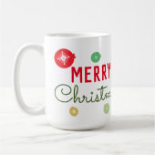 メリークリスマススノーフレークオーナメント コーヒーマグカップ (左)