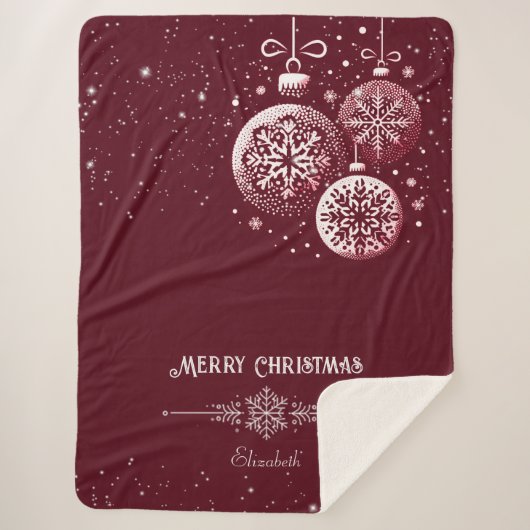 メリークリスマススノーフレークオーナメント シェルパブランケット (正面)