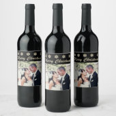 メリークリスマススノーフレークカスタムフォトワインラベル ワインラベル (ボトル)