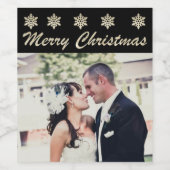 メリークリスマススノーフレークカスタムフォトワインラベル ワインラベル (シングルラベル)