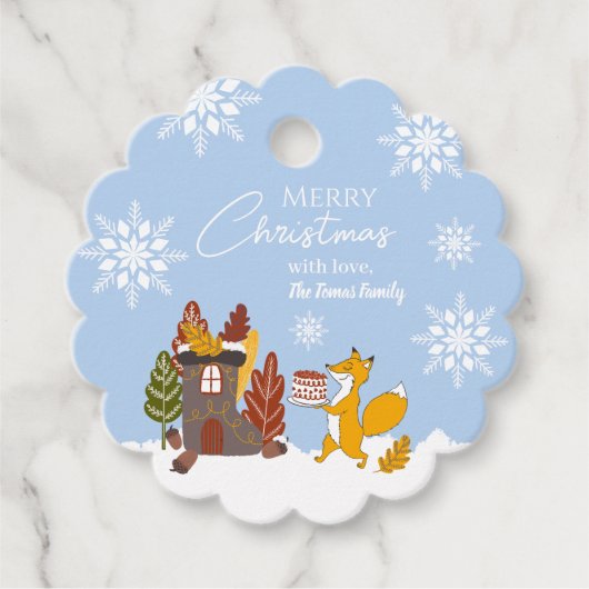 メリークリスマススノーフレークキツネ動物 フェイバータグ (正面)