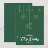 メリークリスマススノーフレークグリーンクリスマスカード シーズンカード (正面/裏面)