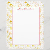 メリークリスマススノーフレークゴールデンイエローレター (正面/裏面)