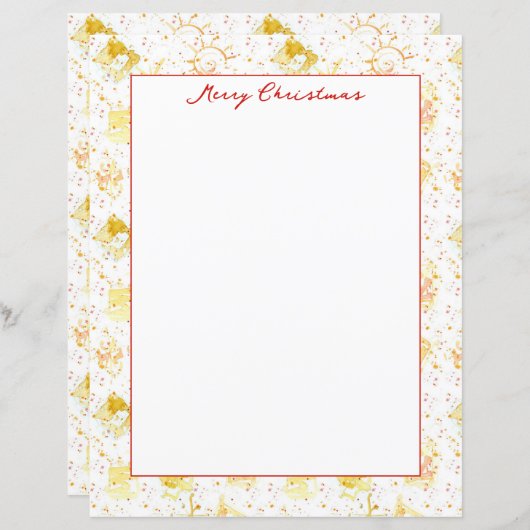メリークリスマススノーフレークゴールデンイエローレター (正面/裏面)