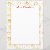 メリークリスマススノーフレークゴールデンイエローレター (正面)