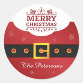 メリークリスマススノーフレークサンタクローススーツのベルト ラウンドシール (正面)