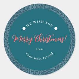 メリークリスマススノーフレークシール ラウンドシール