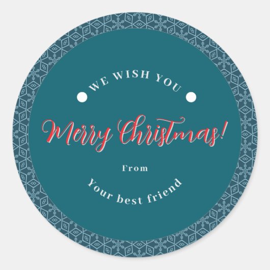 メリークリスマススノーフレークシール ラウンドシール (正面)