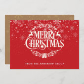 メリークリスマススノーフレークスオフィスホリデーカード シーズンカード (正面/裏面)