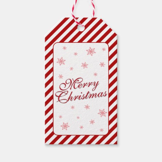 メリークリスマススノーフレークスギフトラベル ギフトタグ (正面)