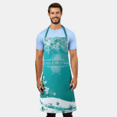 メリークリスマススノーフレークスツリーの花と星 エプロン (着用した状態)