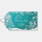 メリークリスマススノーフレークスツリーの花と星 ギフトタグ (裏面横)