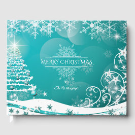 メリークリスマススノーフレークスツリーの花と星 ゲストブック