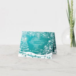 メリークリスマススノーフレークスツリーの花と星 シーズンカード