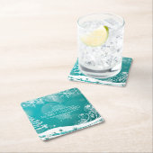 メリークリスマススノーフレークスツリーの花と星 スクエアペーパーコースター (インサイチュ)