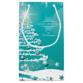 メリークリスマススノーフレークスツリーの花と星 スモールペーパーバッグ (裏面)