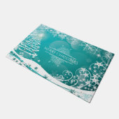 メリークリスマススノーフレークスツリーの花と星 ドアマット (アングル)