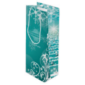 メリークリスマススノーフレークスツリーの花と星 ワインギフトバッグ (正面アングル)