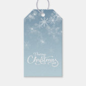 メリークリスマススノーフレークスブルーホリデー ギフトタグ (正面)