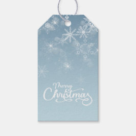メリークリスマススノーフレークスブルーホリデー ギフトタグ
