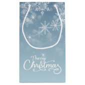メリークリスマススノーフレークスブルーホリデー スモールペーパーバッグ (裏面)