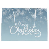 メリークリスマススノーフレークスブルーホリデー ラージペーパーバッグ (裏面)