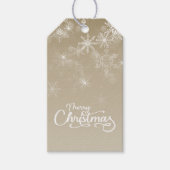 メリークリスマススノーフレークスベージュホリデー ギフトタグ (正面)