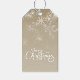 メリークリスマススノーフレークスベージュホリデー ギフトタグ