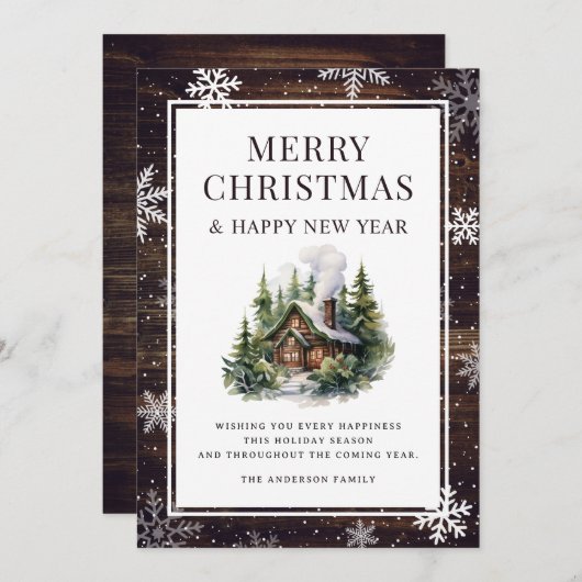 メリークリスマススノーフレークスログキャビン シーズンカード (正面/裏面)