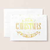 メリークリスマススノーフレークズクラシックシック金ゴールド 箔カード (封筒付き正面)