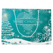 メリークリスマススノーフレークツリー花と星H ラージペーパーバッグ (裏面)