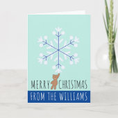 メリークリスマススノーフレークテディベアネームカード カード (正面)
