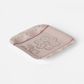 メリークリスマススノーフレークバラ金ゴールドグリッターピンク ペーパープレート (傾斜あり)