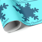 メリークリスマススノーフレークパターンブルーキュートトレンディー ラッピングペーパー (ロールコーナー)