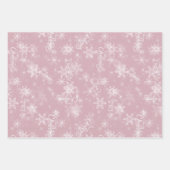 メリークリスマススノーフレークピンクグリーティングホリデー ラッピングペーパーシート (正面)