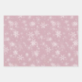 メリークリスマススノーフレークピンクグリーティングホリデー ラッピングペーパーシート (正面)