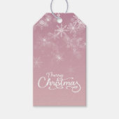 メリークリスマススノーフレークピンク ギフトタグ (正面)