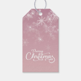 メリークリスマススノーフレークピンク ギフトタグ