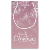 メリークリスマススノーフレークピンク スモールペーパーバッグ (裏面)